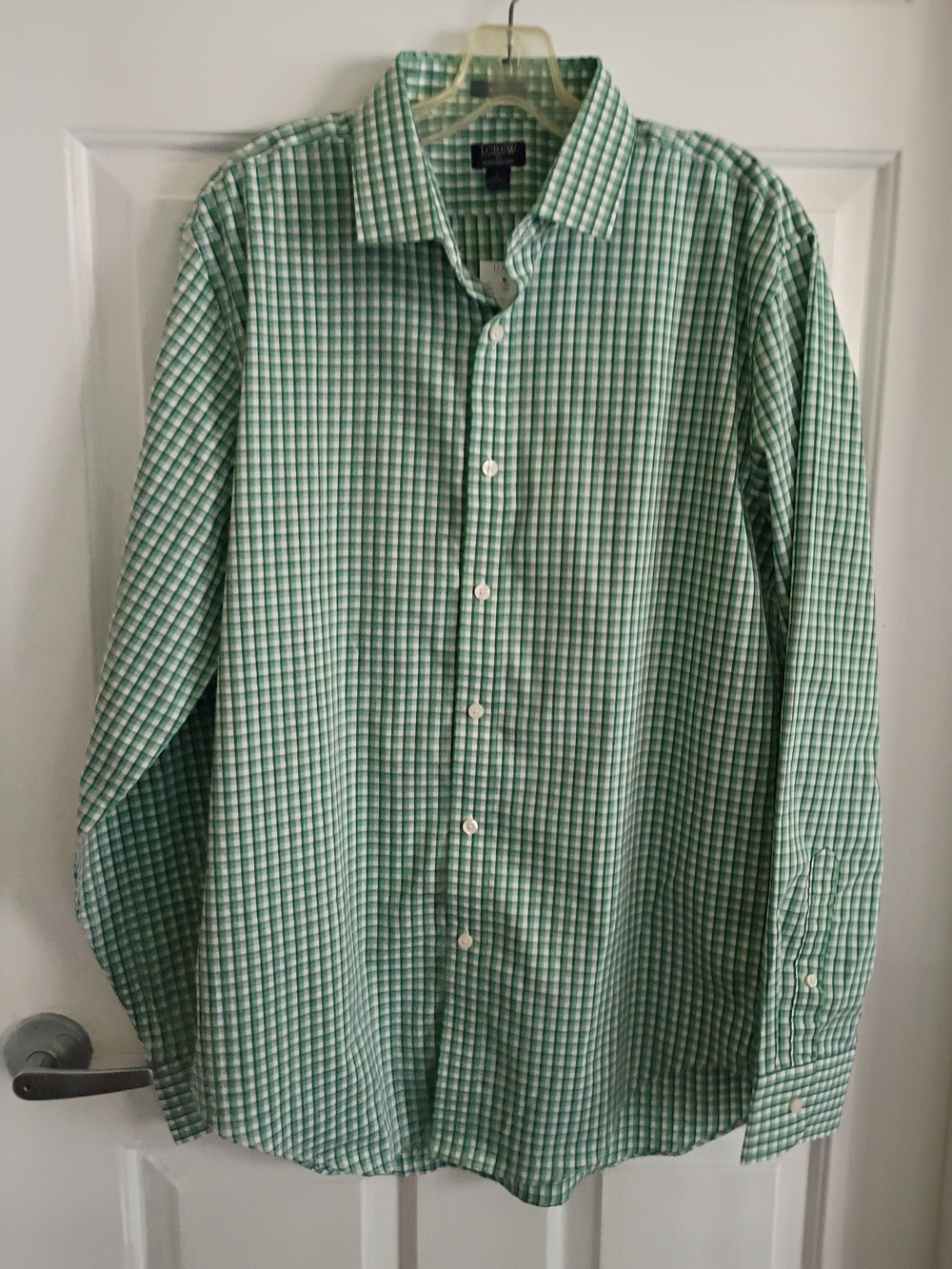 Men's J Crew Green Check Button-Down Shirt.  New